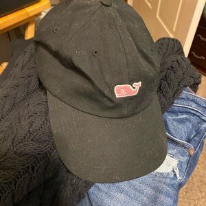 Vineyard Vines Black Cap with Pink Whale